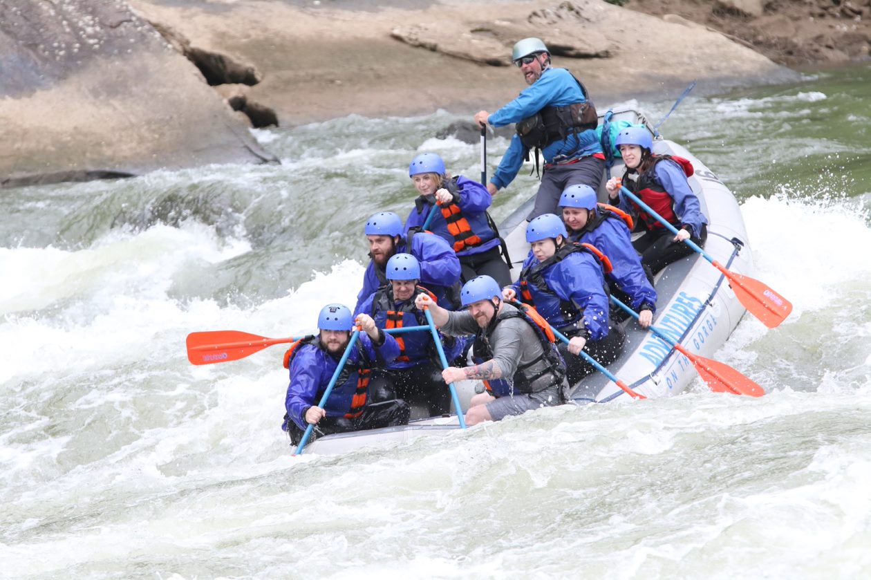 Group white water rafting