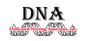 DNA Black Helix Logo with Glow Dedicated Nursing Associates Inc. logo