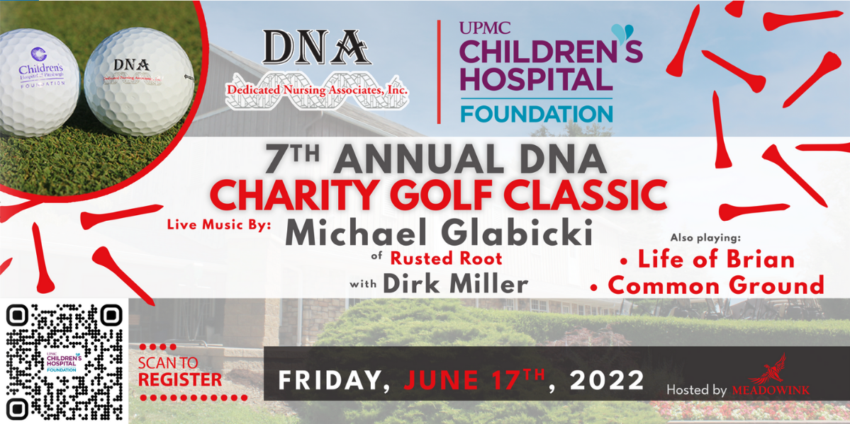 DNA 7th Annual Charity Golf Classic benefiting the Children's Hospital of Pittsburgh Foundation graphic