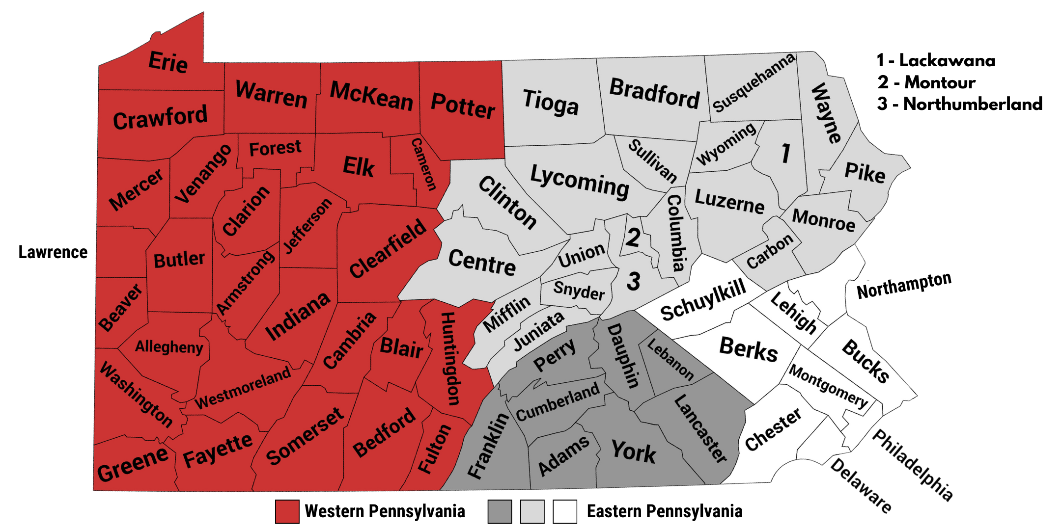 Map of Pennsylvania counties